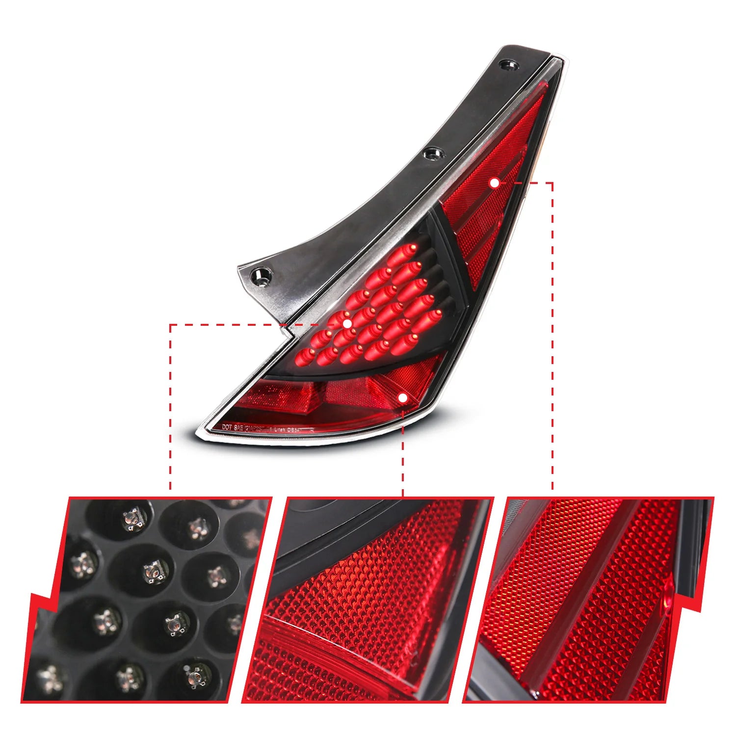 ANZO LED Taillights Black Nissan 350Z 2003-2005 | 321099