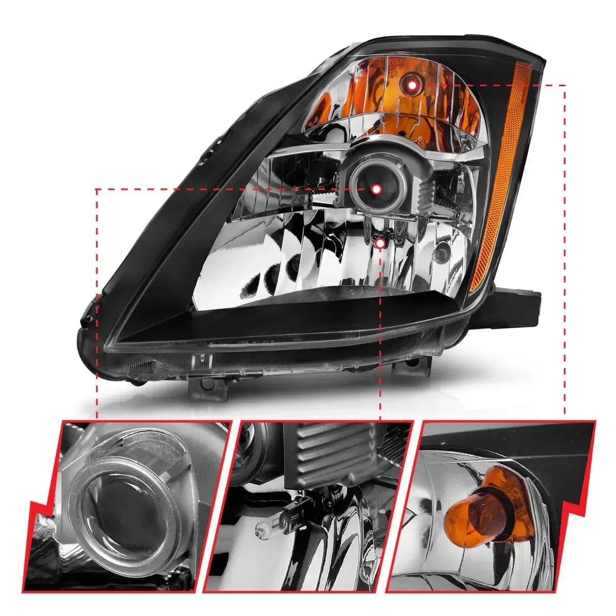 ANZO Projector Headlights Black Nissan 350Z 2003-2005 | 121108
