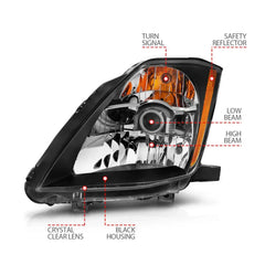 ANZO Projector Headlights Black Nissan 350Z 2003-2005 | 121108