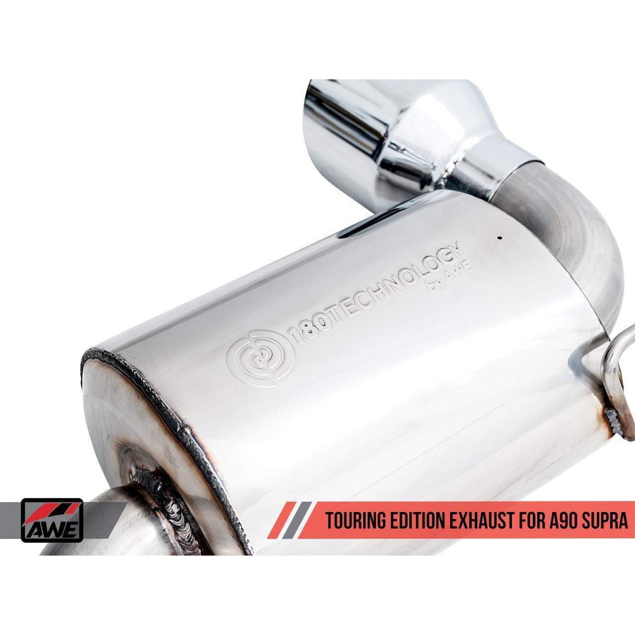 AWE Non-Resonated Touring Edition Cat Back Exhaust 5in Chrome Silver Tips Toyota Supra A90 2020+ | 3020-32058