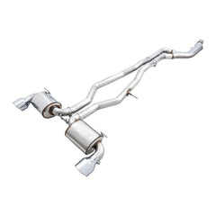 AWE Non-Resonated Touring Edition Cat Back Exhaust 5in Chrome Silver Tips Toyota Supra A90 2020+ | 3020-32058