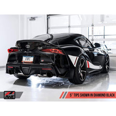 AWE Track Edition Cat Back Exhaust 5in Diamond Black Tips Toyota Supra A90 2020+ | 3015-33130
