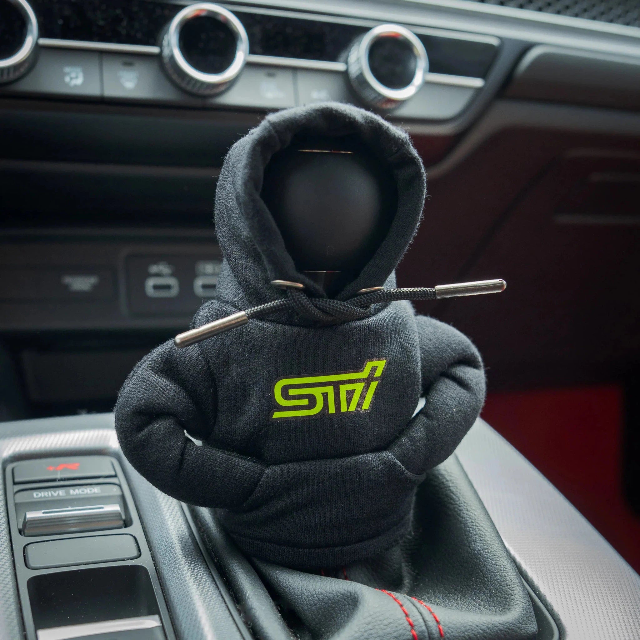 BilletWorkz Shift Knob Hoodie - STI Black Hoodie Neon Yellow Logo