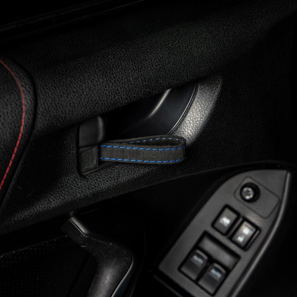 Billetworkz Alcantara Door Pull Strap Kit (Black/Blue) Subaru WRX / STI / BRZ 2008-2021