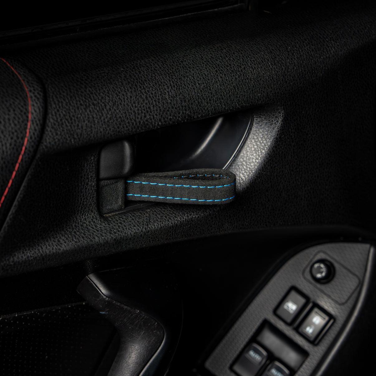 Billetworkz Alcantara Door Pull Strap Kit (Black/Hyper Blue) Subaru WRX / STI / BRZ 2008-2021