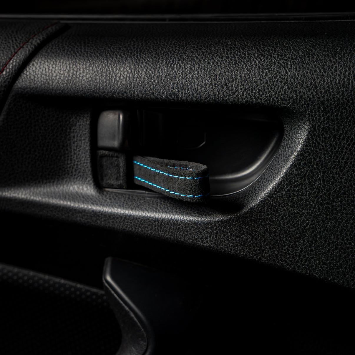 Billetworkz Alcantara Door Pull Strap Kit (Black/Hyper Blue) Subaru WRX / STI / BRZ 2008-2021