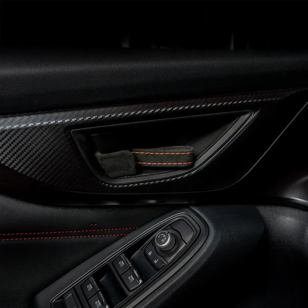 Billetworkz Alcantara Door Pull Strap Kit (Black/Orange) Subaru WRX / BRZ / GR86 2022-2026
