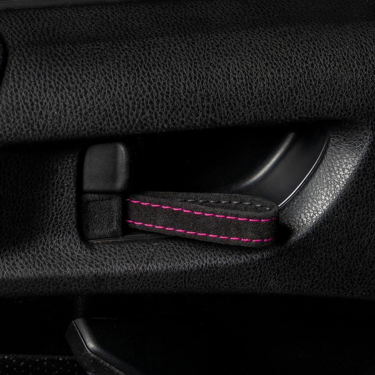Billetworkz Alcantara Door Pull Strap Kit (Black/Pink) Subaru WRX / STI / BRZ 2008-2021
