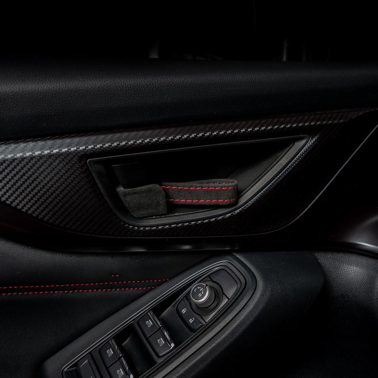 Billetworkz Alcantara Door Pull Strap Kit (Black/Red) Subaru WRX / BRZ / GR86 2022-2026