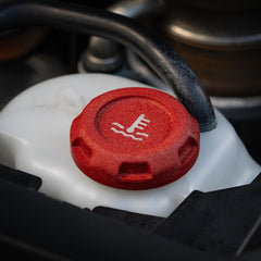 Billetworkz Coolant Overflow Cap Engraved Zero Series Wrinkle Red Subaru WRX 02-26 / STI 04-21 | BW-EBCZ-SUB-COO-RWR-E