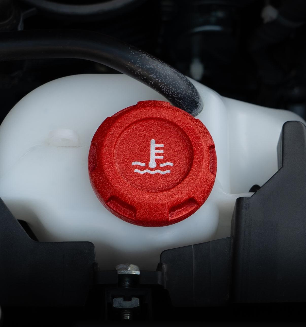 Billetworkz Coolant Overflow Cap Engraved Zero Series Wrinkle Red Subaru WRX 02-26 / STI 04-21 | BW-EBCZ-SUB-COO-RWR-E