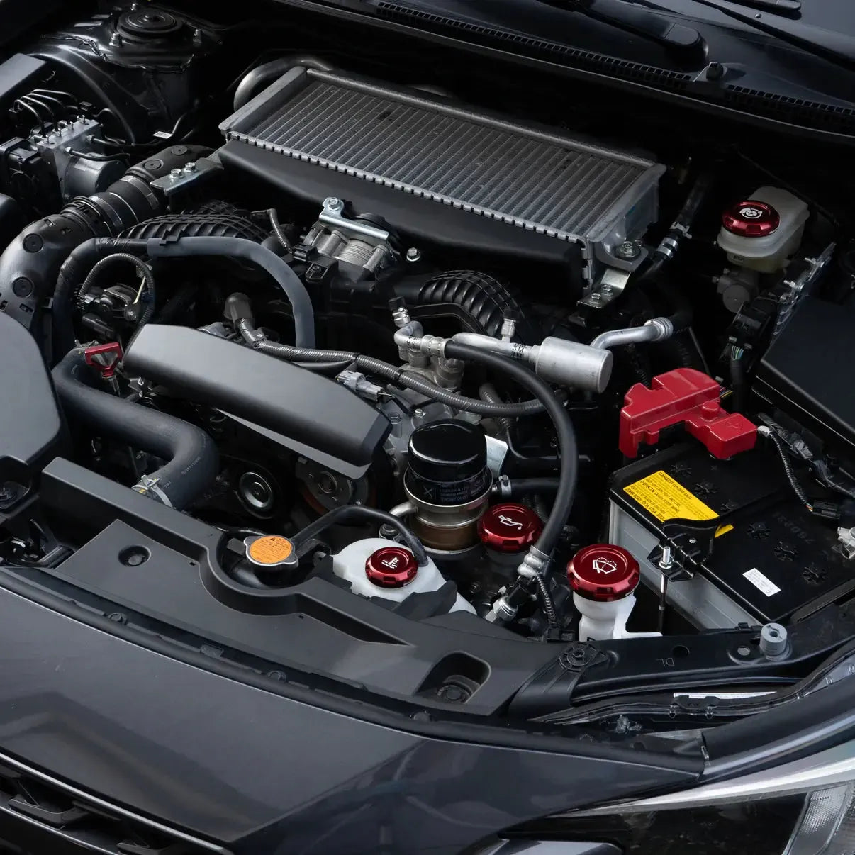 Billetworkz Engine Bay Cap Set Zero Series Fluid Engravings Red BRZ 13-26 / FR-S 13-16 / 86 / GR86 17-26 Automatic