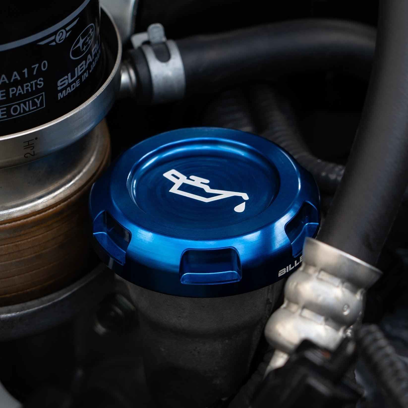 Billetworkz Engine Bay Caps Zero Series Blue 2015-2021 Subaru STI with Fluid Engraving | BW-EBCZ-SUB-VASTI-BLU-E