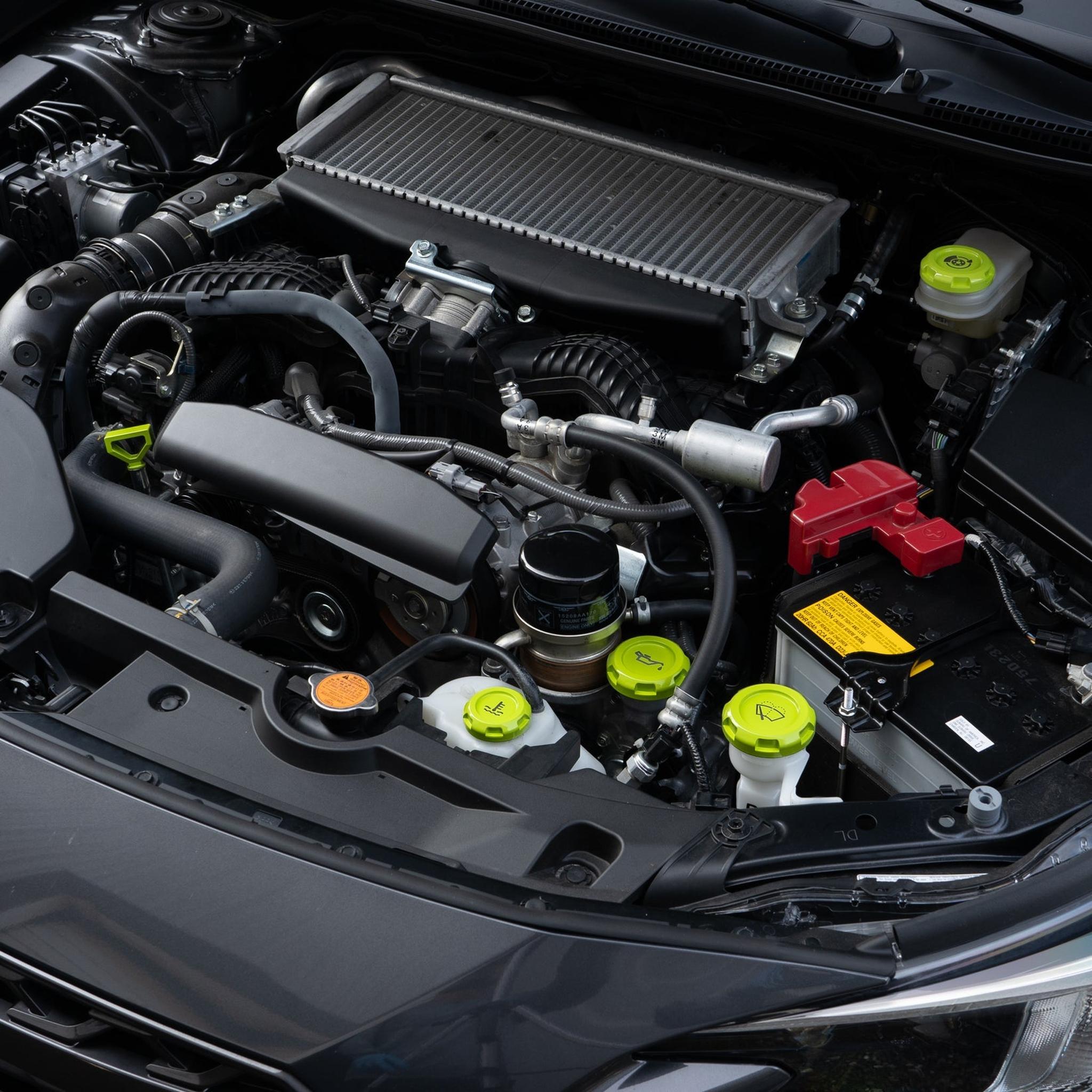 Billetworkz Engine Bay Caps Zero Series Neon Yellow 2015-2026 Subaru WRX with Fluid Engraving | BW-EBCZ-SUB-VAWRX-NYEL-E