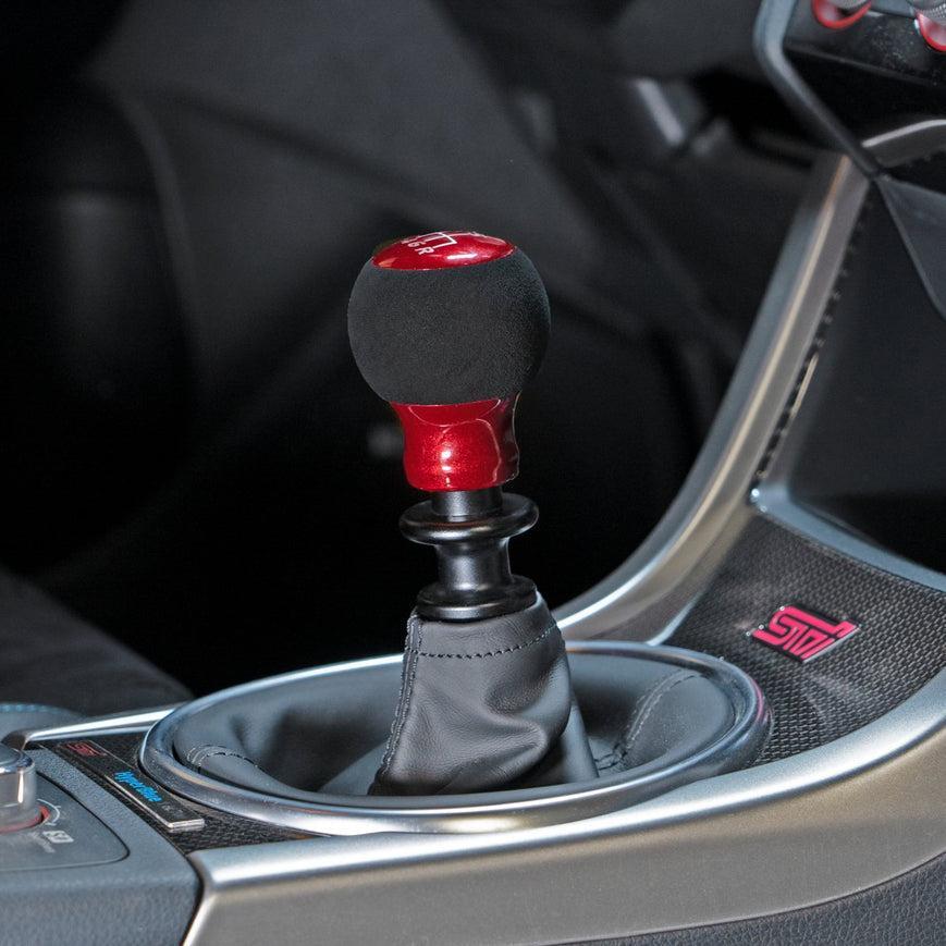 Billetworkz Fusion Weighted Shift Knob 6-Speed Alcantara Candy Red Subaru WRX 15-26 / STI 04-21 | BW-KNB-SUB6-VEL6-CRED-FUA
