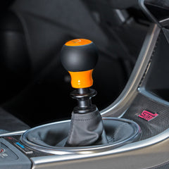 Billetworkz Fusion Weighted Shift Knob 6-Speed Leather Gloss Orange Subaru WRX 15-26 / STI 04-21 | BW-KNB-SUB6-VEL6-GORA-FUL