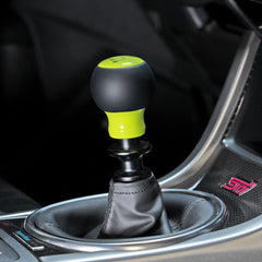 Billetworkz Fusion Weighted Shift Knob 6-Speed Leather Neon Yellow Subaru WRX 15-26 / STI 04-21 | BW-KNB-SUB6-VEL6-NYEL-FUL