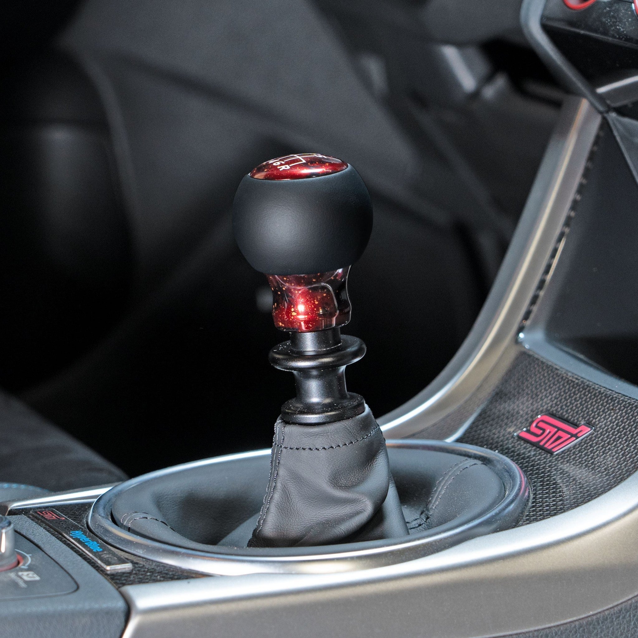 Billetworkz Fusion Weighted Shift Knob 6-Speed Leather Red Cosmic Subaru WRX 15-26 / STI 04-21 | BW-KNB-SUB6-VEL6-RC-FUL