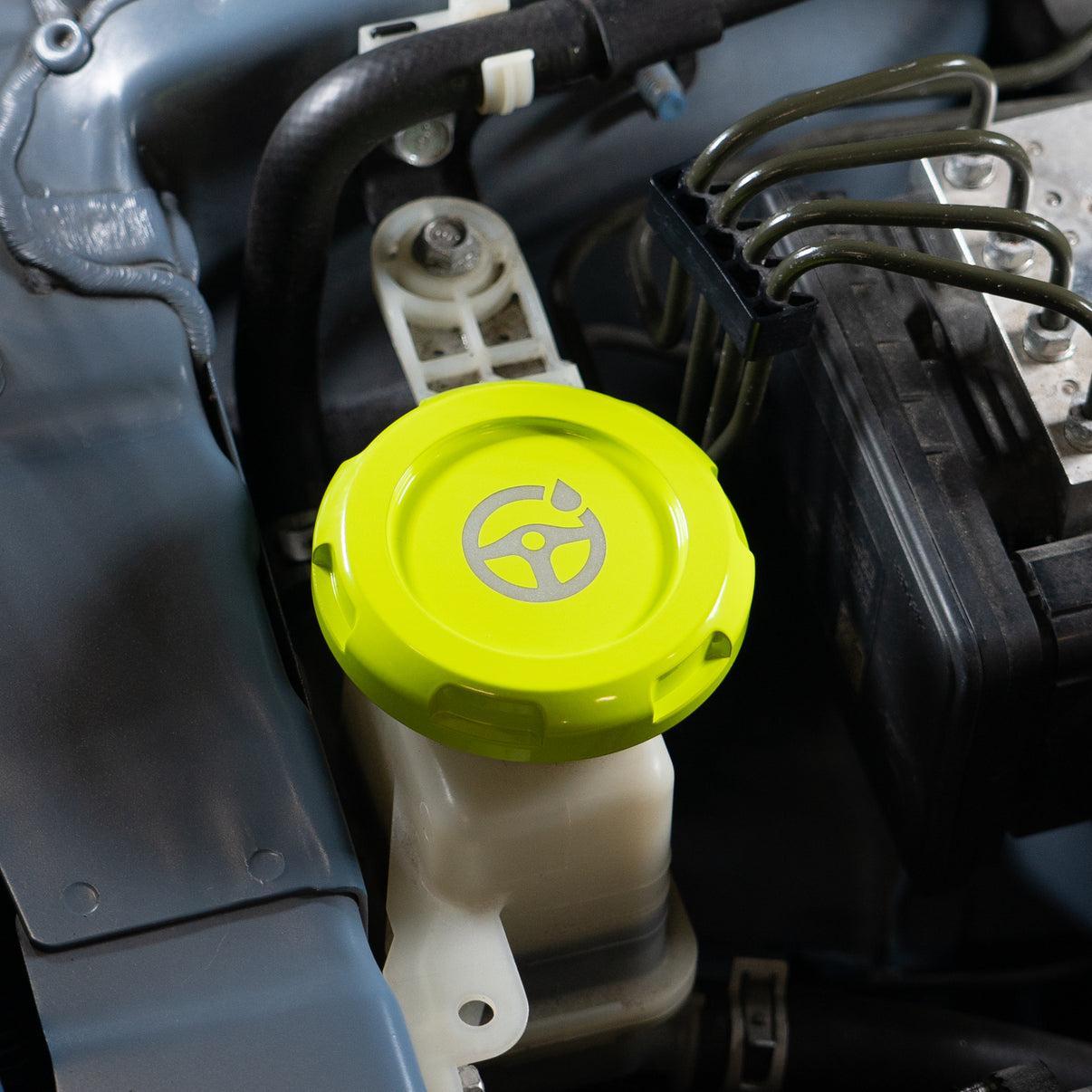 Billetworkz Power Steering Fluid Cap Engraved Zero Series Neon Yellow Subaru WRX 08-14 / STI 08-21 | BW-EBCZ-SUB-PS2-NYEL-E