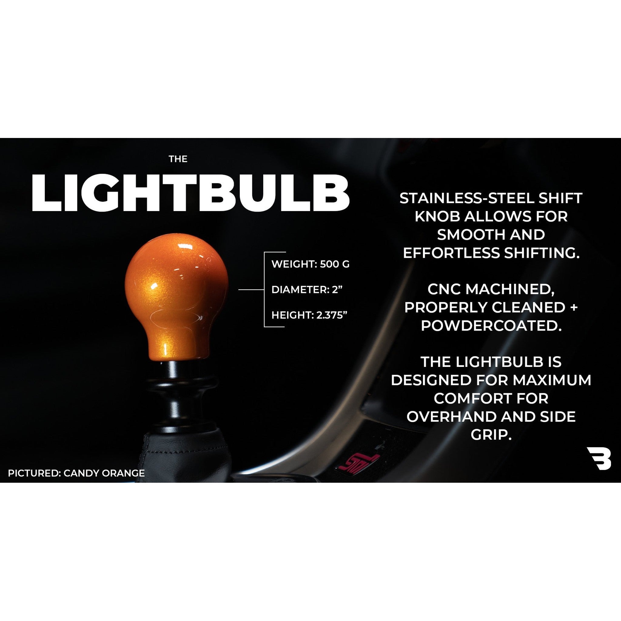 Billetworkz Weighted White Light Bulb Shift Knob WRX 6-Speed Japanese Engraving Subaru WRX 15-26 / STI 04-21 | BW-KNB-WRX6-JPWRX-GWHT-LB