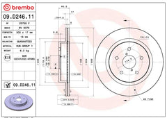 Brembo Premium UV Coated Rear Brake Rotor Subaru WRX 2016-2023 w/ Eyesight Tech | 09.D246.11