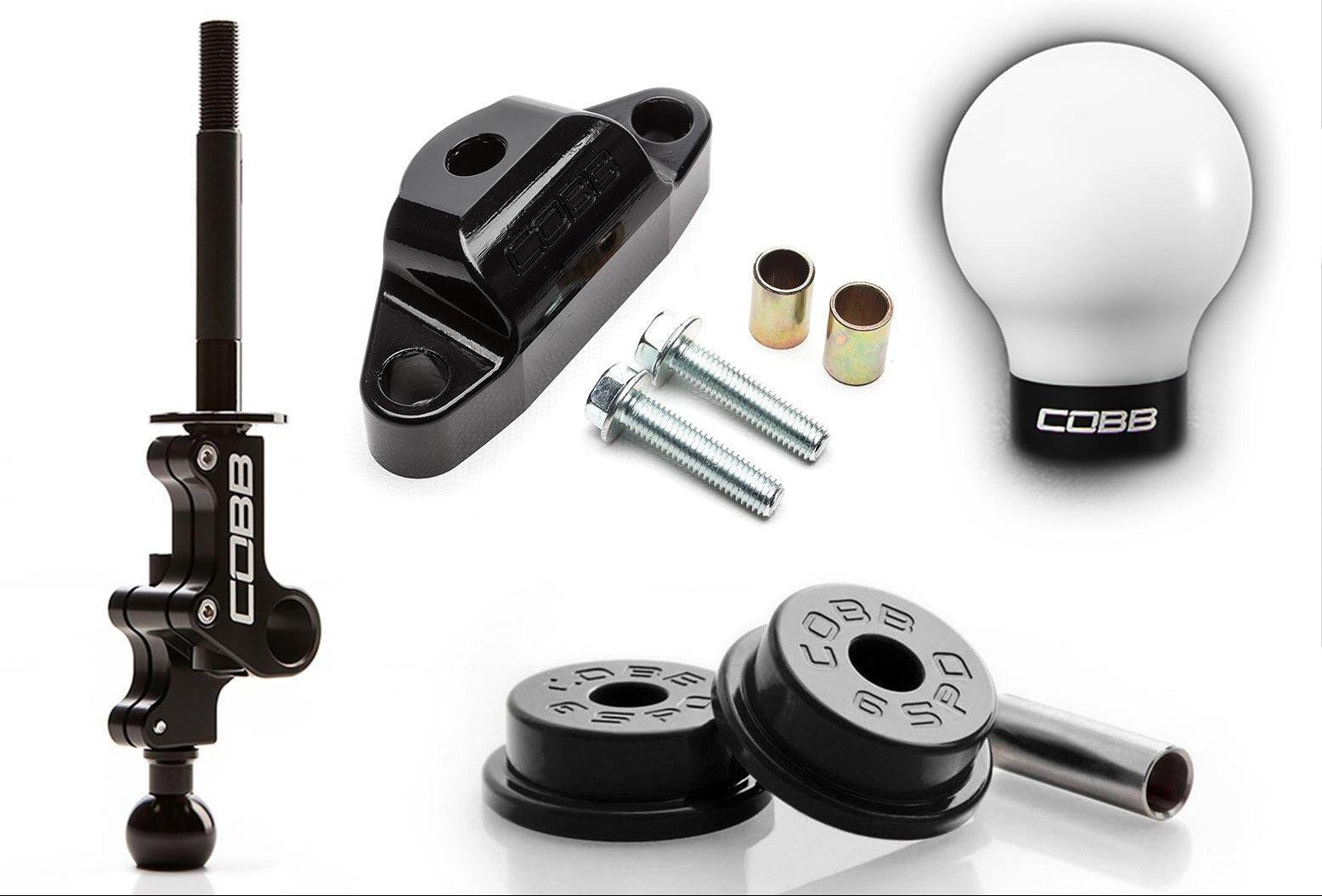 Cobb Stage 1+ Drivetrain Package White Knob Red Collar Subaru STI 2004-2021 | 215X01P-W-RD
