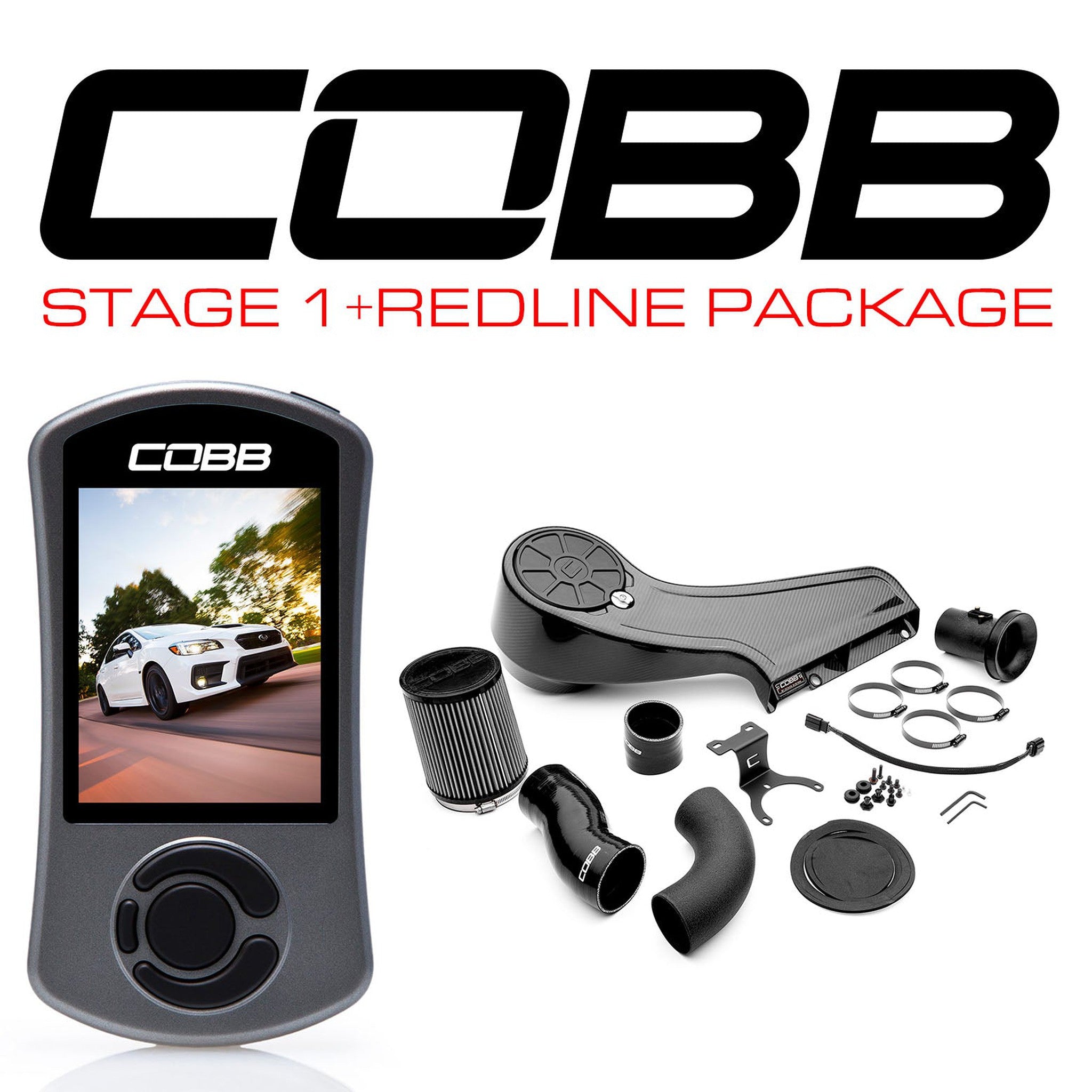 Cobb Tuning 2015-2017 Subaru WRX Stage 1+ CAN Flex Fuel Redline Carbon Fiber Power Package | SUB0040W1P-1FF-RED