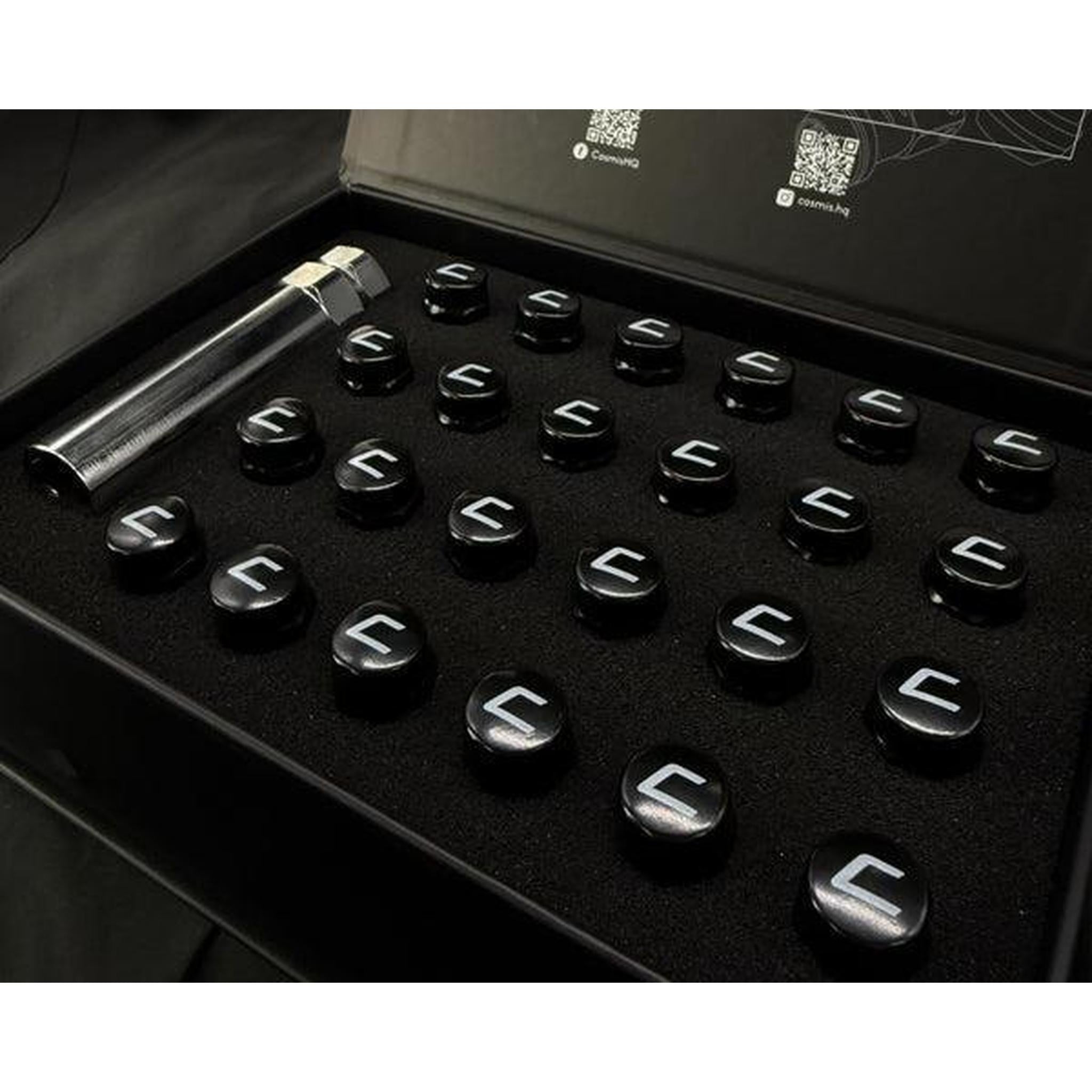 Cosmis Racing Wheels Close Ended Lug Nuts Black M12x1.25mm (set of 20)