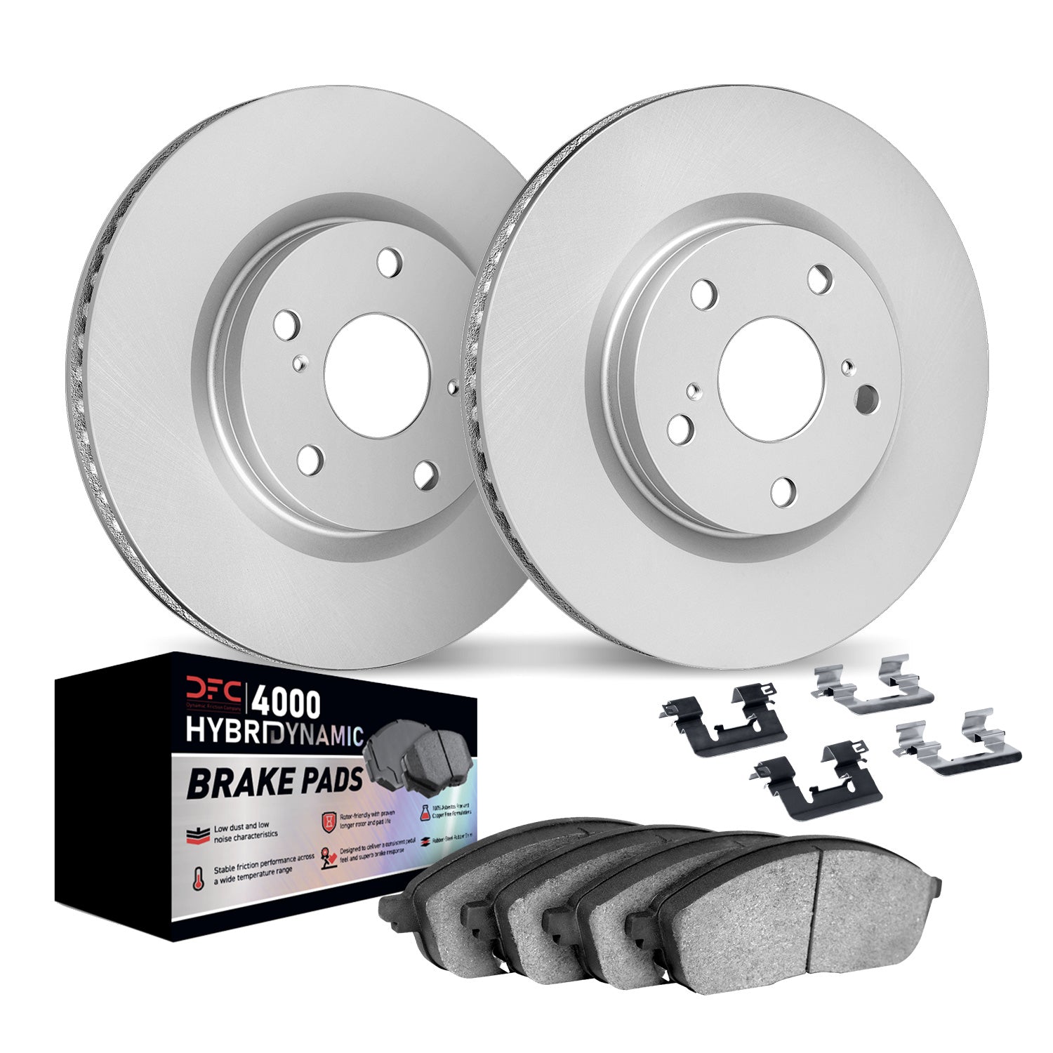 DFC Front GeoSPEC Coated Blank Rotors & 4000 HybriDynamic Brake Pads w/ Hardware Subaru WRX 2002-2003 | 4812-13006