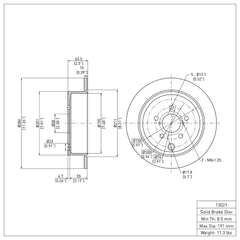 DFC Rear Blank Brake Rotor Subaru BRZ 2013-2015 | 600-13021