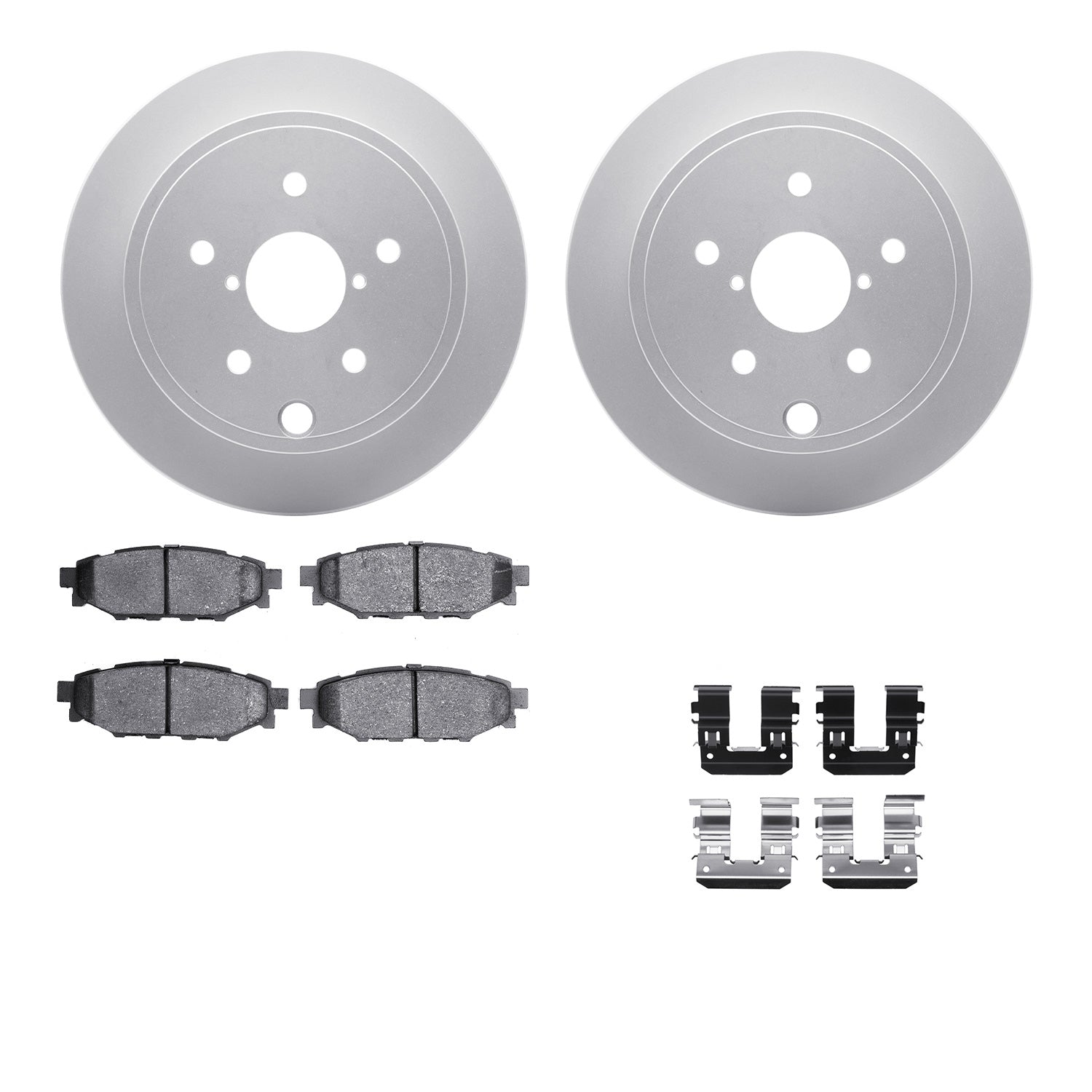 DFC Rear GeoSPEC Coated Blank Rotor & 5000 Advanced Ceramic Brake Pads w/ Hardware Subaru WRX 2016-2021 w/ Manual Parking Brake | 4512-13067