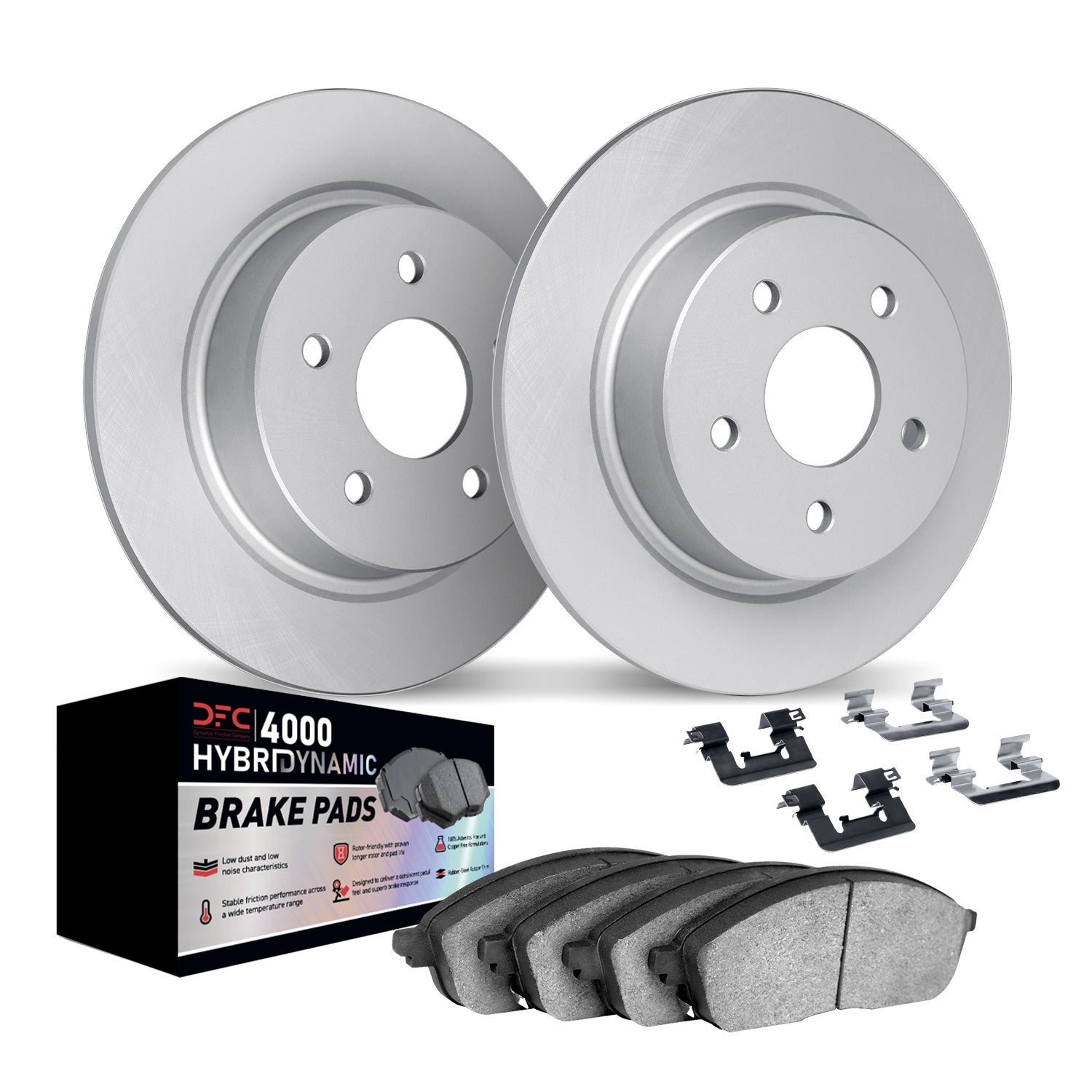 DFC Rear GeoSPEC Coated Brake Rotors & 4000 HybriDynamic Brake Pads w/ Hardware Subaru Impreza 1998-2003 | 4812-13010