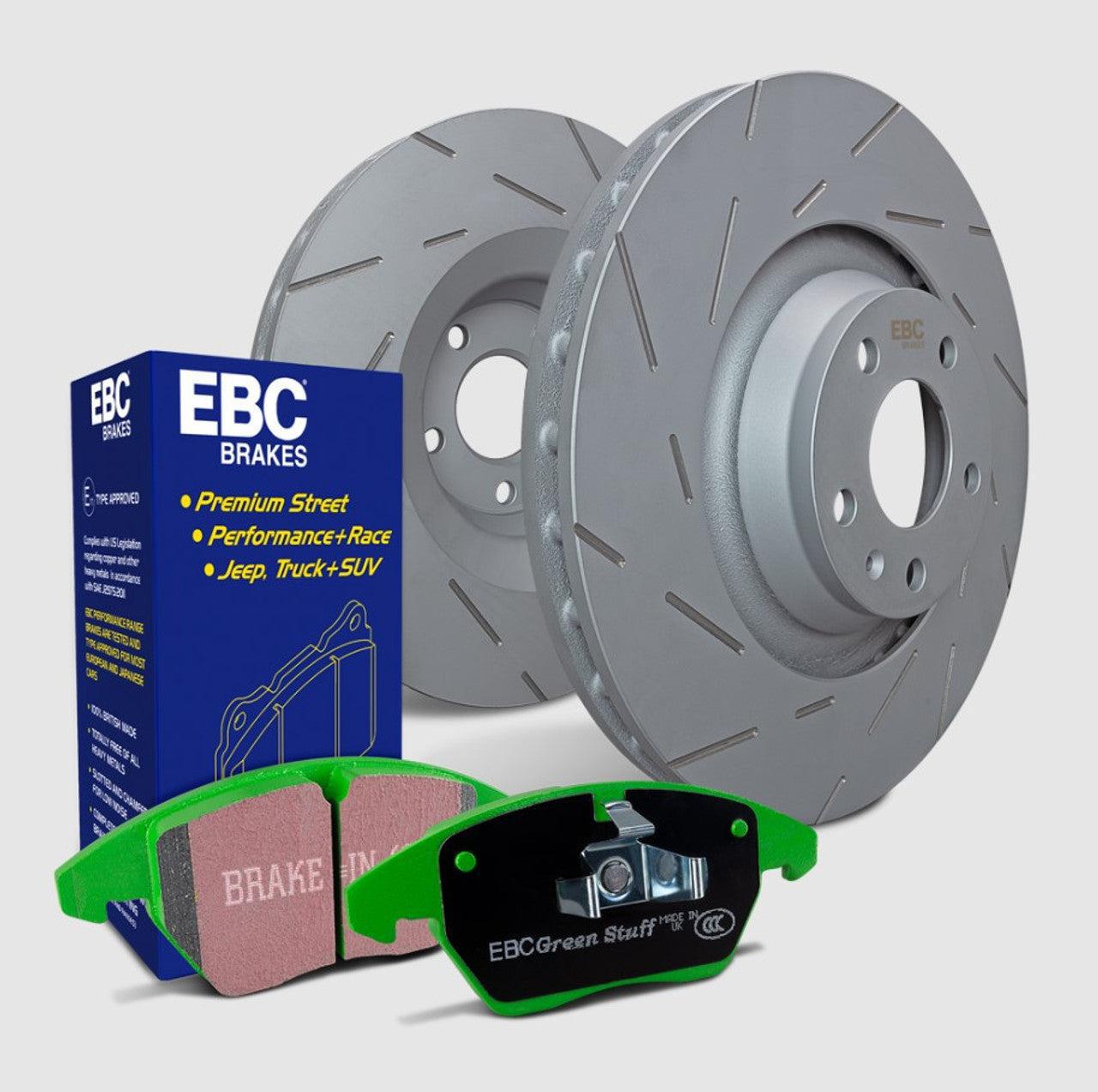 EBC Stage 2 Greenstuff Brake Pad and Slotted Rotor Kit Front Greenstuff WRX 2022-2026 | S2KF1991