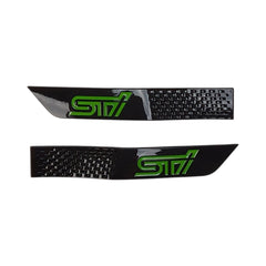 GCS Fender Emblems Gloss Black w/ Green Logo WRX / STI 2015-2021 | 15STIGBFEND-GRN