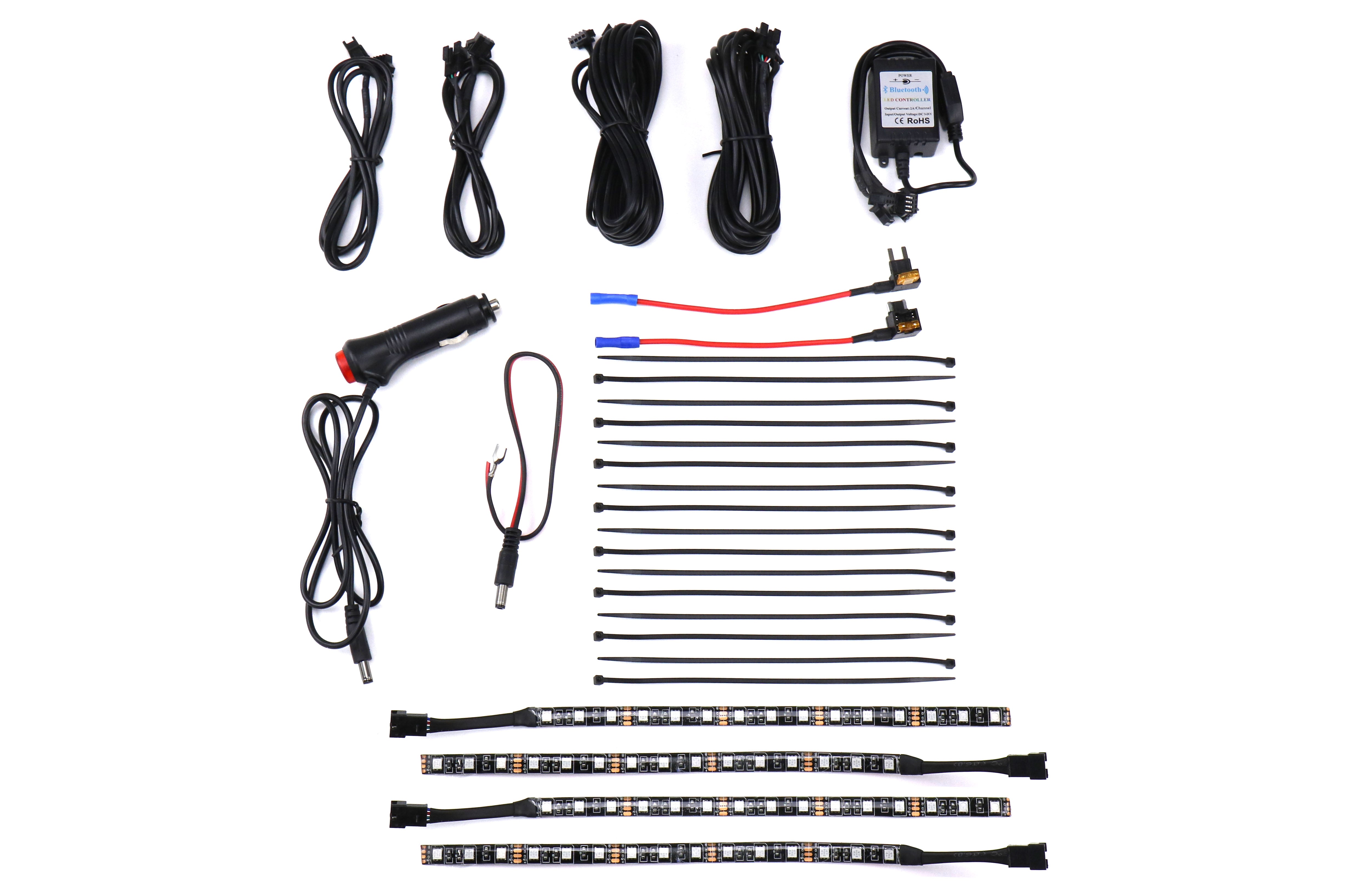 GCS RGB Interior Footwell Lighting Kit Front and Rear with Bluetooth - Universal | GCSGCSRBGINT