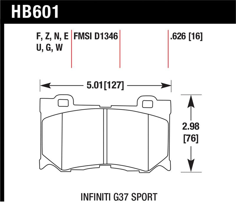 Hawk Front DTC-30 Race Brake Pads Infiniti G37 08-13 / Nissan 370Z 09-20 | HB601W.626