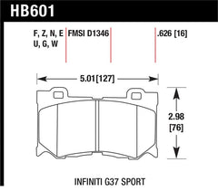 Hawk Front DTC-30 Race Brake Pads Infiniti G37 08-13 / Nissan 370Z 09-20 | HB601W.626