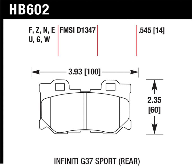 Hawk Rear DTC-70 Race Brake Pads Infiniti G37 08-13 / Nissan 370Z 09-20 | HB602U.545