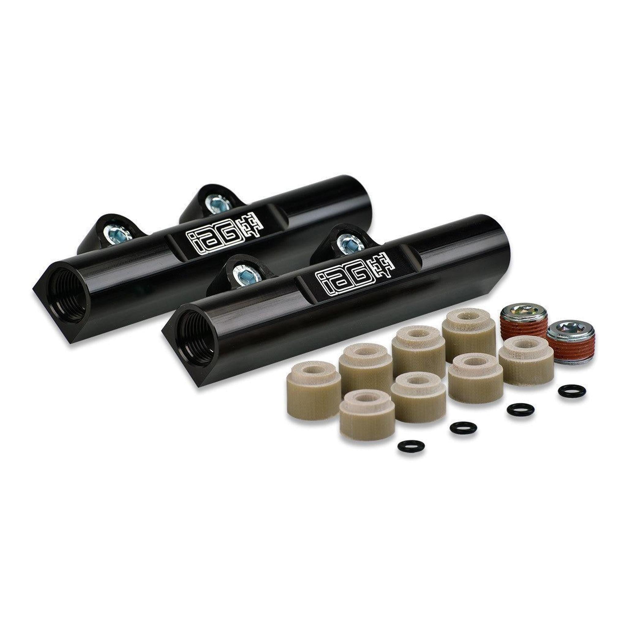 IAG Black PTFE Flex Fuel System Kit w/ Aeromotive FPR, IAG Fuel Rails WRX 08-14 / STI 08-21 | IAG-AFD-2352BK