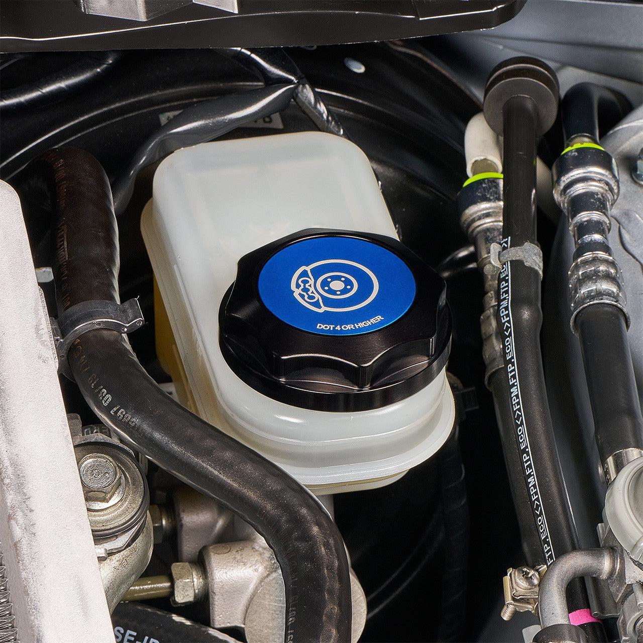 IAG Revolve Brake Fluid Reservoir Cap w/ Anodized Color Accent Purple WRX 02-26 / STI 04-21 / BRZ 13-26 | IAG-ACC-5302BKPR
