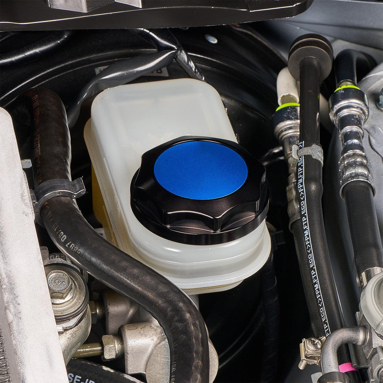 IAG Revolve Brake Fluid Reservoir Cap w/ Anodized Color Accent Purple WRX 02-26 / STI 04-21 / BRZ 13-26 | IAG-ACC-5302BKPR
