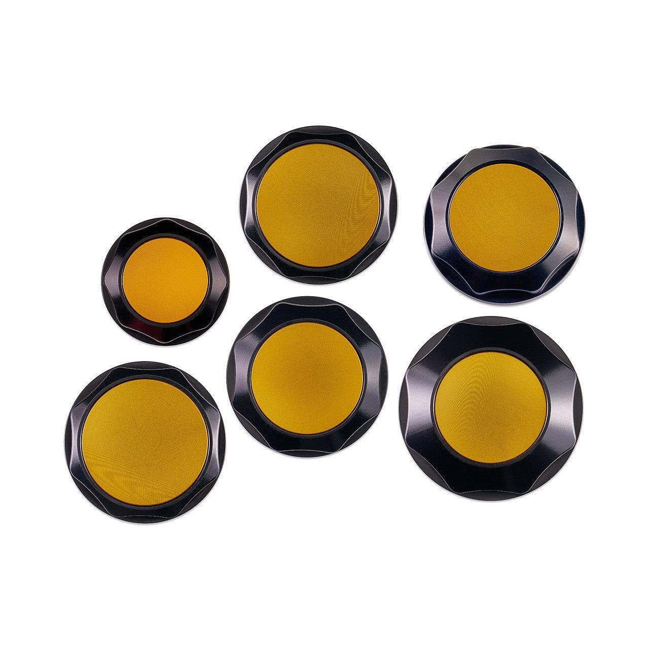 IAG Revolve Engine Bay Dress-Up Cap Kit Gold WRX 02-07 / STI 04-07 / Forester XT 04-08 | IAG-ACC-5401BKGD