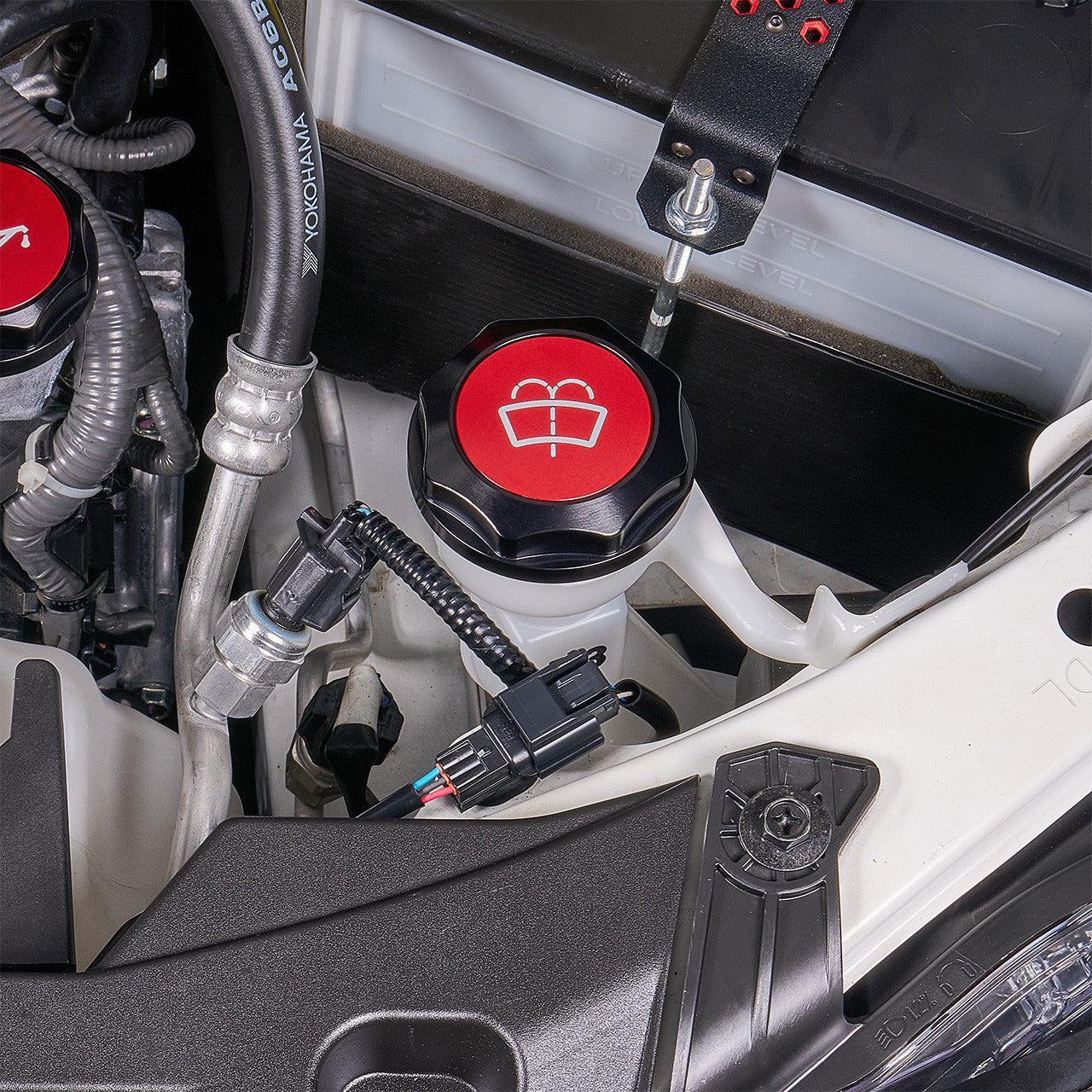IAG Revolve Washer Fluid Reservoir Cap w/ Anodized Color Accent Red Subaru WRX 22-26 / BRZ 13-26 | IAG-ACC-5310BKRD