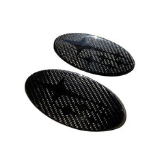 JDM Station Front and Rear Carbon Fiber Frameless Emblem Set Black Stars WRX / STI 2015-2021 | JDMS15WRXFRCFB