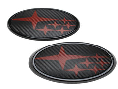 JDM Station Front and Rear Full Replacement Emblems Red Stars WRX / STI 2015-2021 | 15WRXGBSTAR-RD