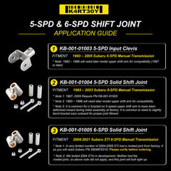 Kartboy Solid Shift Joints 6-Speed Subaru STI 2004-2021 | KB-001-01005