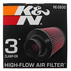 K&N Universal Air Intake Filter - Round Tapered 6in Base OD x 3in Flange ID x 6in H | RE-0930