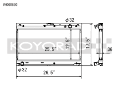 Koyo Aluminum Radiator Mazda Miata M/T 1999-2005 | VH060650