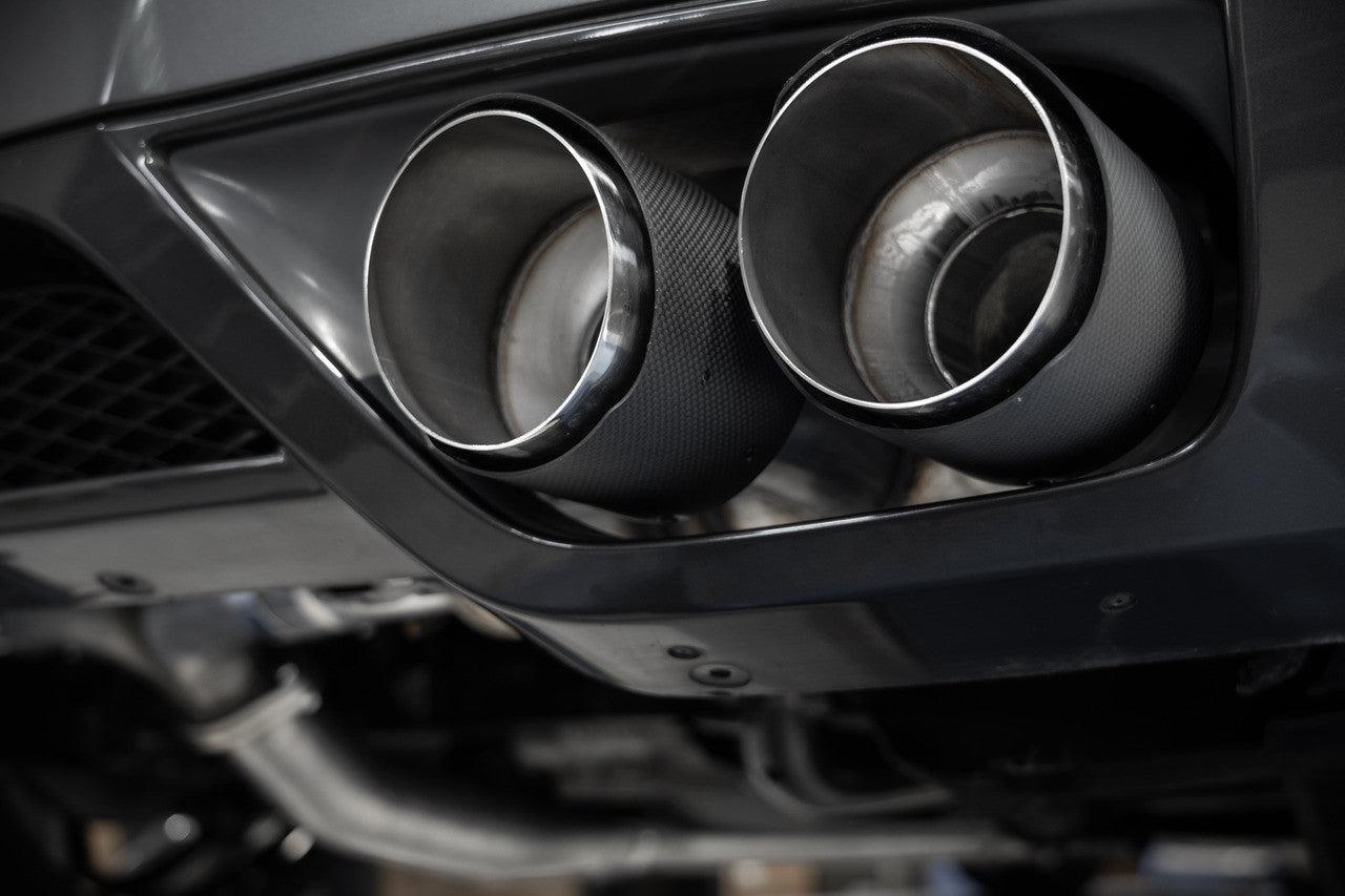 MBRP 3.5in Cat-Back Exhaust Dual Split Rear Quad Carbon Tips Nissan GT-R 2009-2025 | pS44073CF
