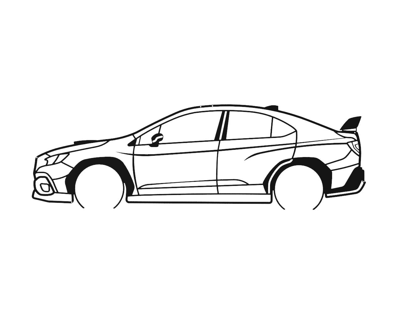 Metalora 22+ Subaru WRX STI Spoiler Wall Hanging Silhouette-Black